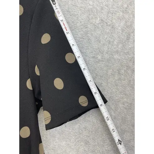 ZARA  Women's Blouse Short Sleeve Polka Dot Peplum Black Brown Size Medium