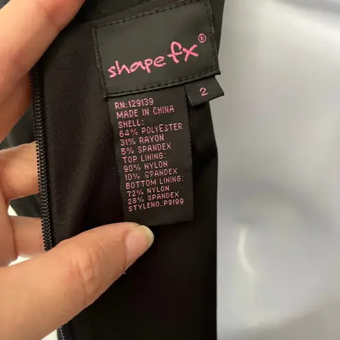 Shape FX Square Neck Sheath Dress Sz 2 Y2K Minimal Shapewear LBD Capsule Fitted Black