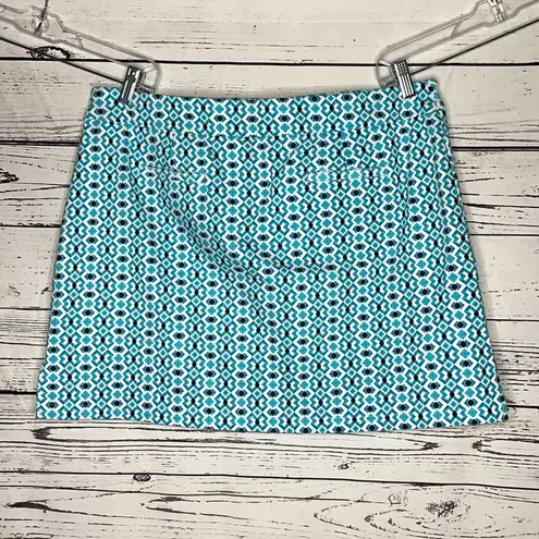 Ruby Rd . Size 14 Blue & White Geometric Print 4 Pocket Skort - Skirt w/ Shorts