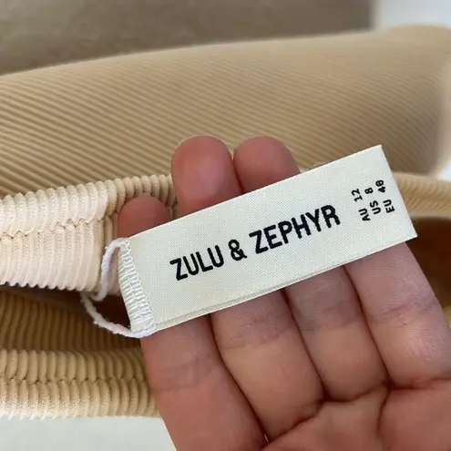 Zulu & zephyr yellow cream signature skimpy ribbed high waisted swim suit Size M - Image 15