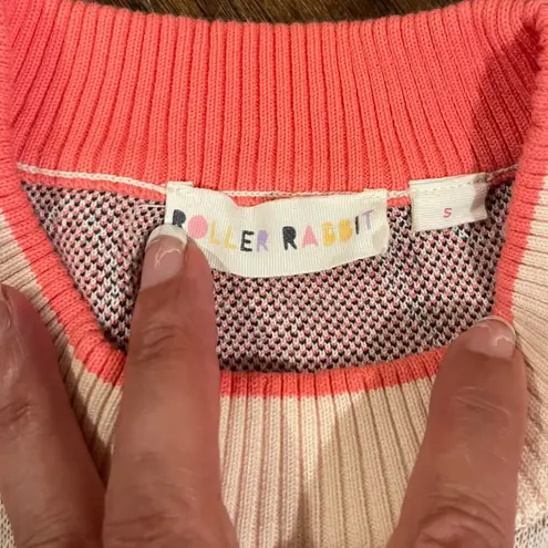 Roller Rabbit Hearts Sweater Knit Top Cream Black Pink Women's Size Small