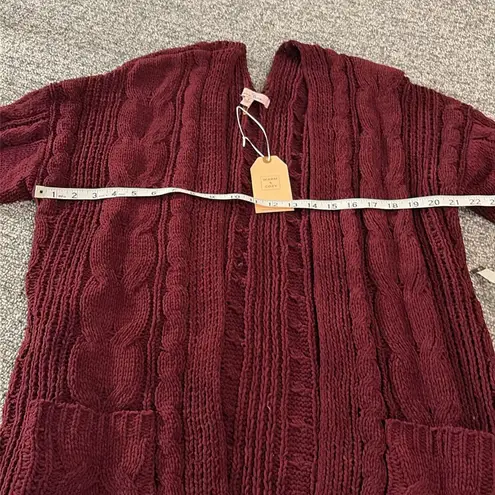 Love Tree NWT  Burgundy Chenille Open Cardigan Sweater Sz M