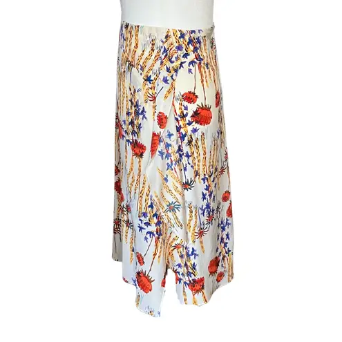 Rachel Comey 100% Silk Nightcap Midi Skirt Cactus Flower Print. Large 12. Boho Red