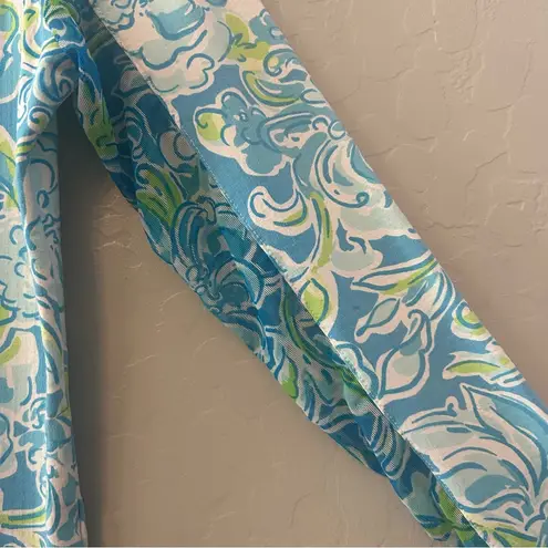 Icikuls womens blue floral print 3/4 zip vented mesh sleeve pullover small