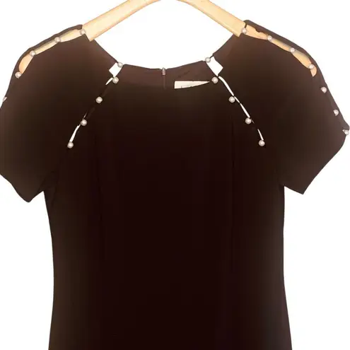 Joseph Ribkoff Pearl Shoulder Sheath Knee-Length Dress