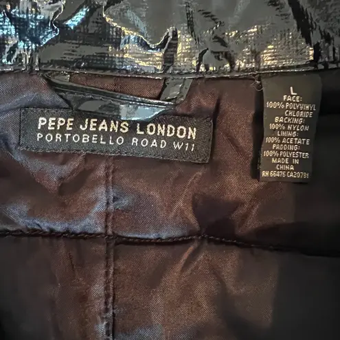 Vintage 90s Pepe Jeans London PVC quilted jacket Size large Black