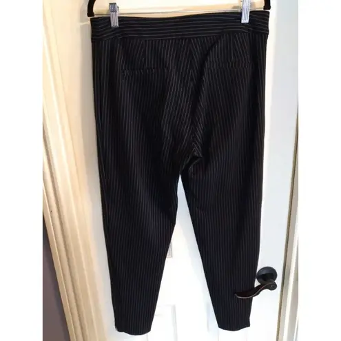 Betabrand Black Pinstripe Pants Zip Pockets And Legs Sz L