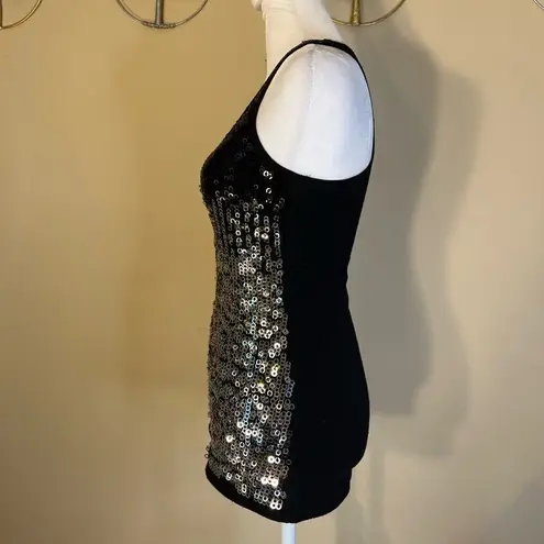 Jeknit Black Silver Gradient Ring Sequin Racerback Tank Top Small