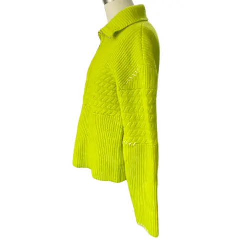 Central Park West Neon Green Half-Zip Sweater Size Small