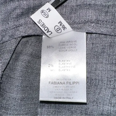 Fabiana Filippi Wool Blend Gray Beaded Hem Tapered Pants 38 MEDIUM