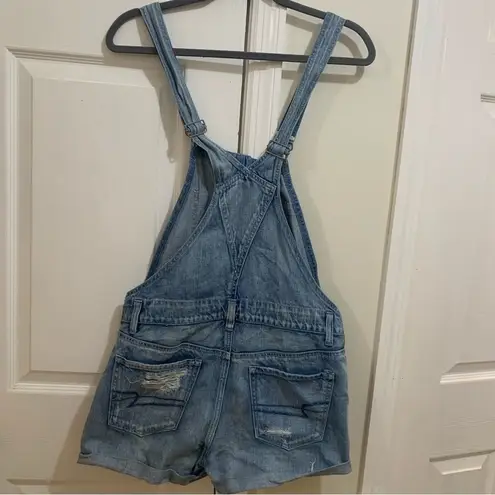 American Eagle  Distressed Patchwork Denim Tomboy Shortalls Size Small