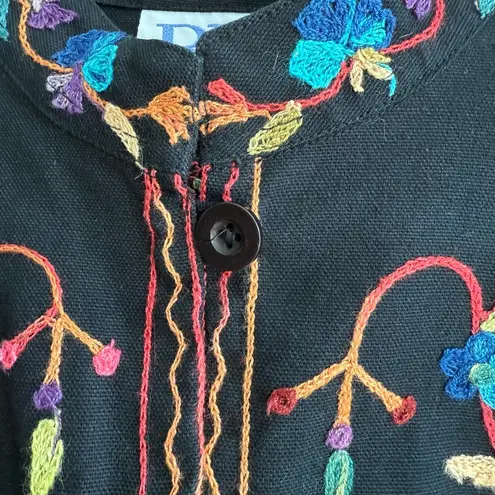 BFA Classics Floral Embroidered Jacket 1X | Boho Luxe Cottagecore Festival Layer Black