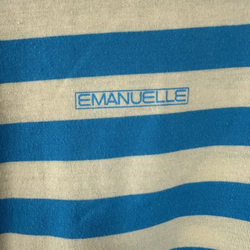 Vintage Emanuelle Striped Tee Blue & Yellow Short Sleeve (S/M)