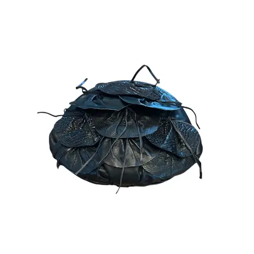 Vintage 1980s Bags By Pinky Genuine Leather Flower Applique Shoulder Bag Purse Black