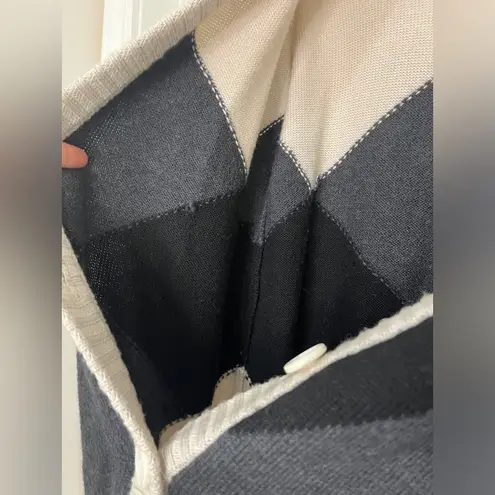 Haute Hippie Merino Wool ARGYLE CARDIGAN SWEATER Long Line Sz L