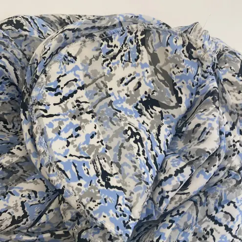 NICOLA Women’s Abstract Vintage Long Sleeve Mock Neck Pleated Blouse EUC Sz 8