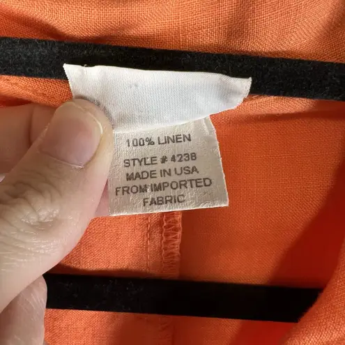 Habitat Clothes To Live In Shirt Orange 100% Linen Button Up Lagenlook Sz Small