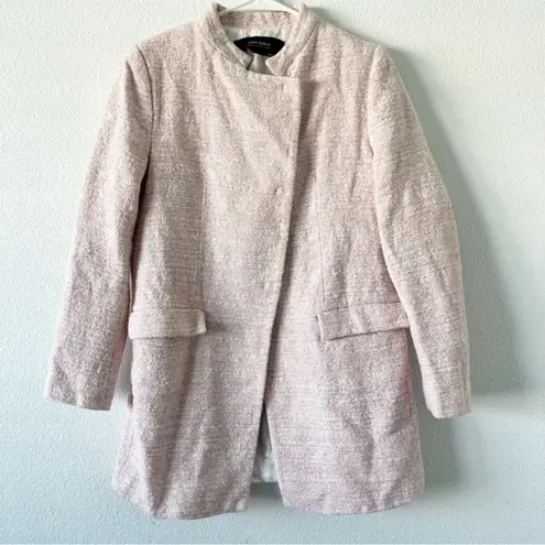 ZARA  Pale Soft Pink Snap Button Tweed Jacket