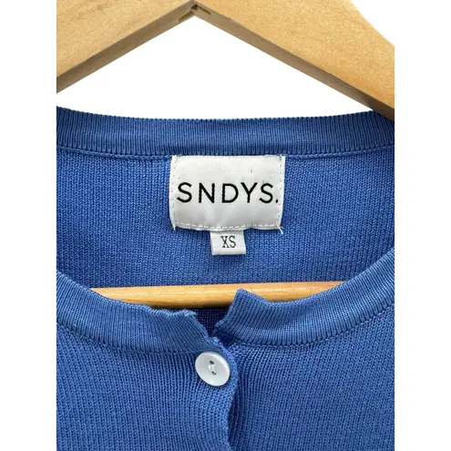 SNDYS Revolve Blue Cropped Cardigan Sweater Women's XS Long Sleeve Button Front
