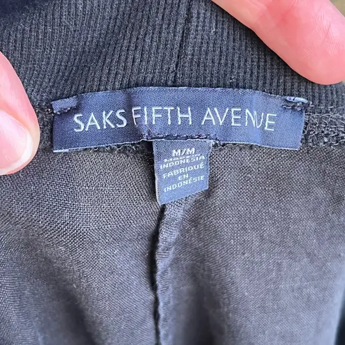 Saks 5th Avenue Saks Fifth Avenue Women's Black 100% Linen Wide Leg Pull On Pants Size M