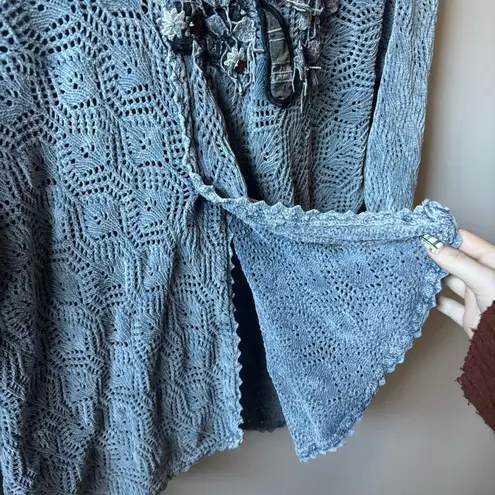 Morilù Knit Lace and Gemstone Sweater Blue