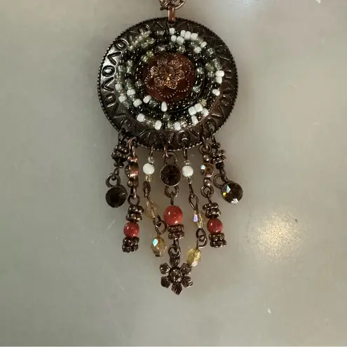 Earthtone fringe necklace set Brown