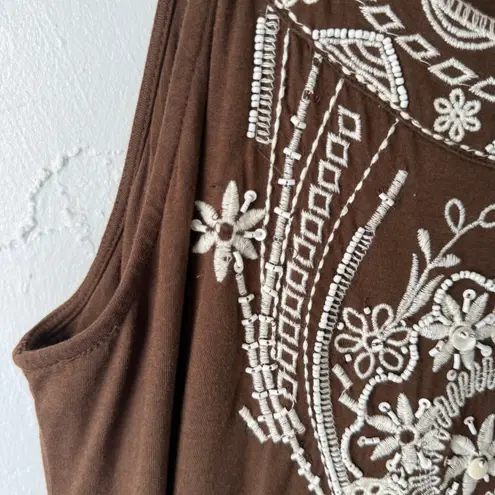 Charter Club Size Large Boho Embroidered Cotton Modal Mini Dress Artsy