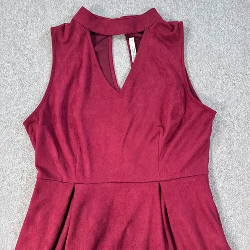 Kinnucan's Charlie O by Mini Dress Women's Large Cranberry Faux Suede Sleeveless - Image 2