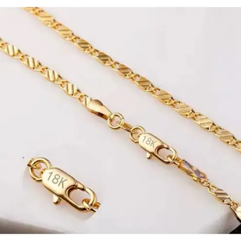 Boutique NEW 18k Yellow Gold Filled Flat Mariner Chain Necklace, 18”