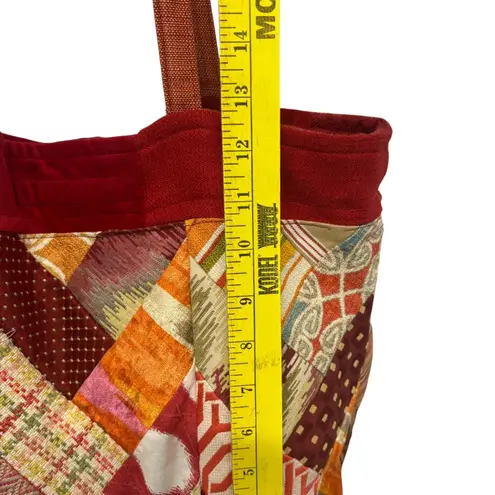 Patchwork Tote Bag Unique Colorful Shoulder Bag Purse Women's Red