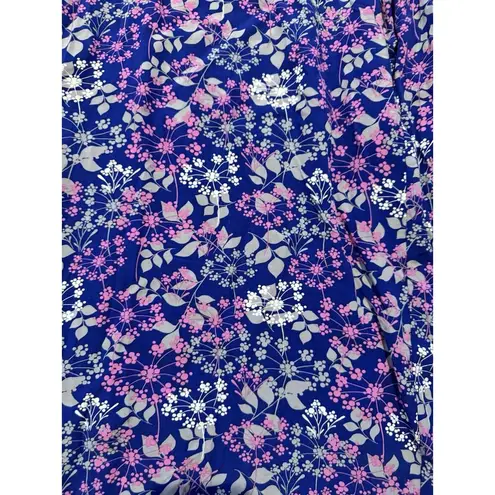 Muklucks MUK LUKS Dream Weave Wide Leg Cropped Lounge Pants Size XL Cobalt Floral