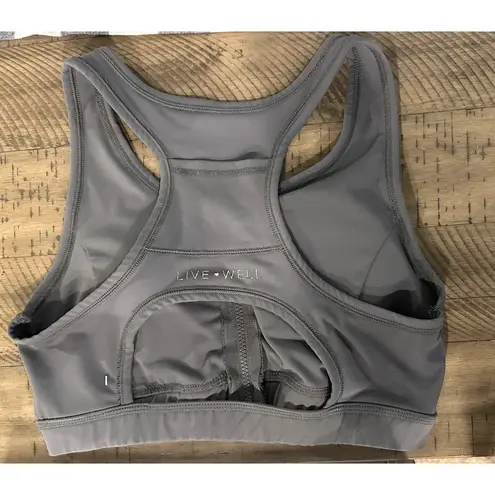 LIVE WELL Women's Sports Bra Padded Zip Front Racerback Gray Size Large
