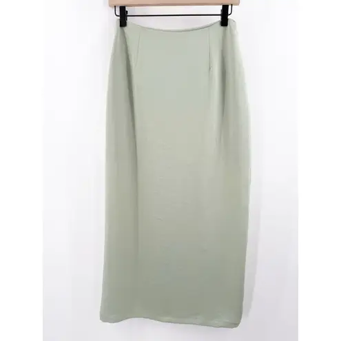 R.G. Kane Hestia Skirt Size Small Sage Green Mini/Midi High Slit Satin NEW NWOT