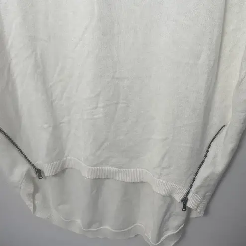 EXPRESS  Sweater Womens Medium Cream Dolman Sleeve Relaxed High Low Zipper Y2k