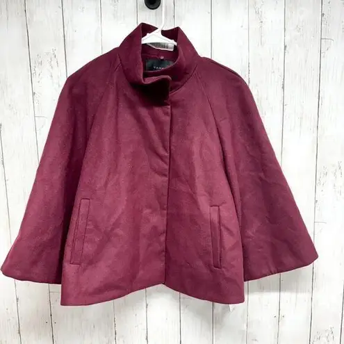 Elie Tahari Jacket Women Sz M Nadjia Garnet Capelet Cropped Flared Sleeve Coat