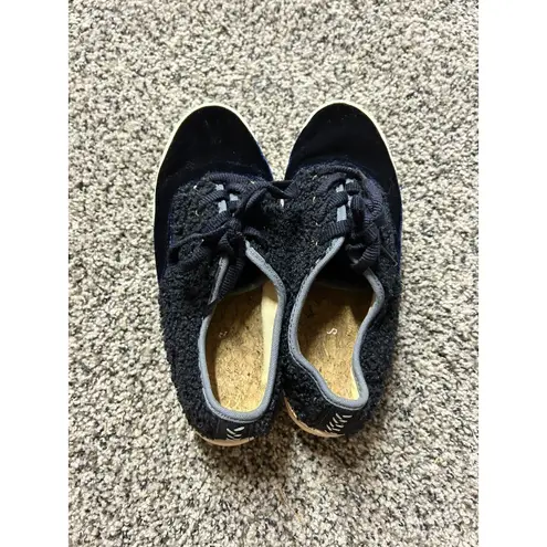 Soludos Blue Velvet Platform Lace Up Sneakers Women's Size 6.5