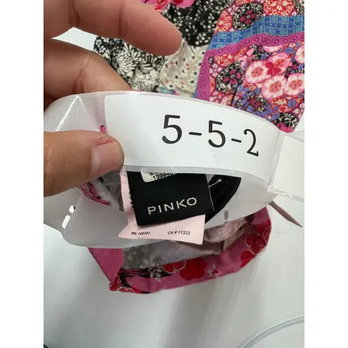 Pinko Skirt Womens 2 Pink Bibidi Gonna Pink Printed Crepe Patchwork Floral