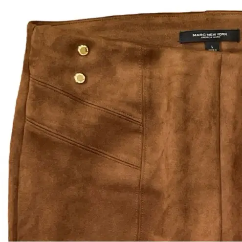 Andrew Marc  Brown Faux Suede Pull On Pant Size 12