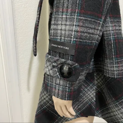 Jones New York  Wool Blend Plaid Pea Coat L