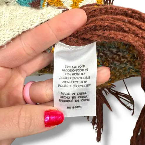 Idyllwind Miranda Lambert Southwestern Oatmeal Aztec Fringe Bootcut Knit Poncho Brown Size M