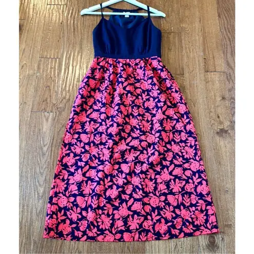J.crew navy and pink floral maxi skirt dress size 4 petite Color Black