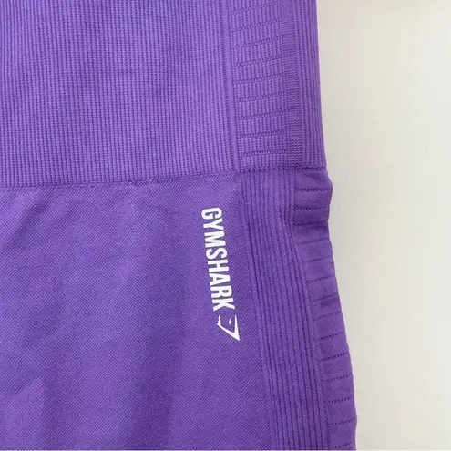 Gymshark  Dry Moisture Management Eyelet Cropped Leggings Purple White Logo Gym S