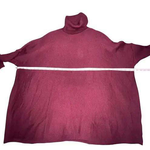 Joseph A . Women's Large Port Red Ribbed Trim Turtleneck Pullover Sweater Boxy