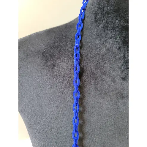 Women's Royal's Deep Blue Velvet Chain Necklace Long Layered Statement Jewelry