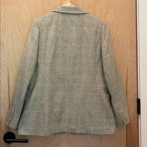 Talbots Vtg Talbot’s Blazer 100% Silk Plaid Houndstooth Grey Size 14 Petite