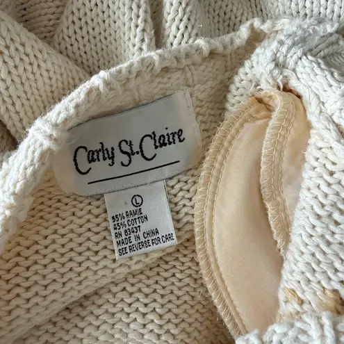 Carly St. Claire Cream Christmas Knit Sweater, Size Large Green