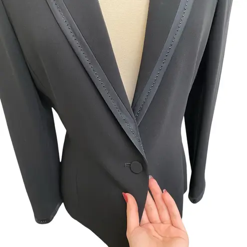 Tahari Silk Blazer With Rhinestone & Square Neck Structured Blouse Two Piece Set