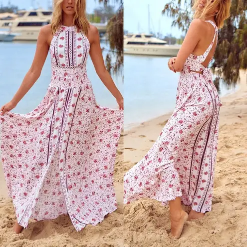 To My Lovers Sleeveless Backless Halter Dress, Swim Coverup Size S NWT $210 Pink