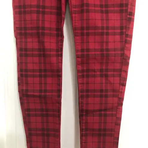 American Eagle  Next level stretch red checkered hi rise jeggings xshort womens 4