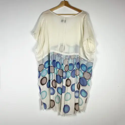 Adam Lippes Silk Chiffon Semi Sheer Abstract Polka Dot Print Kaftan Mini Dress